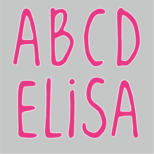 Bügelmotiv Buchstaben pink mit weißem Rand, einzeln