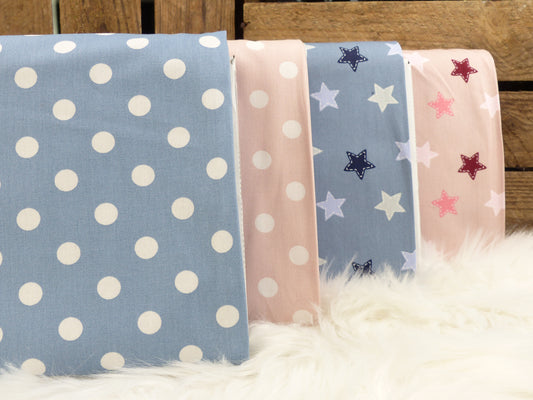 Baumwolle- Webware- Punkte und Sterne