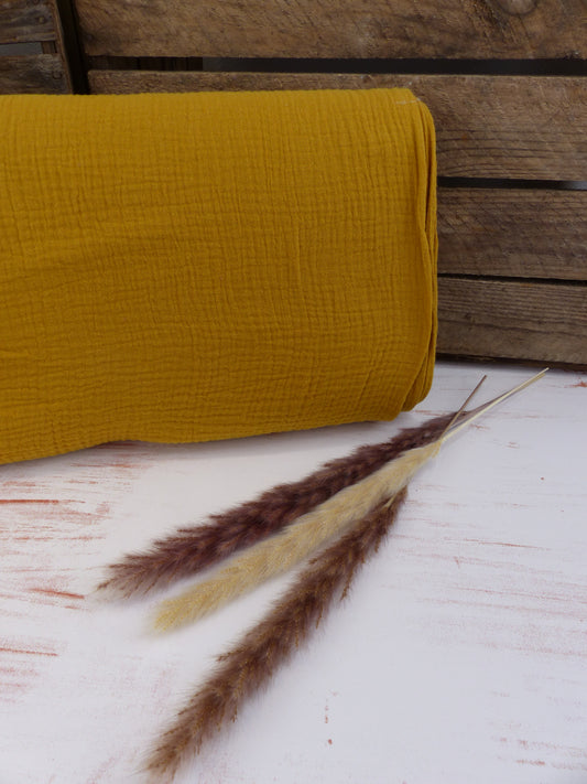 Double Gauze, Musselin, uni- Ocker