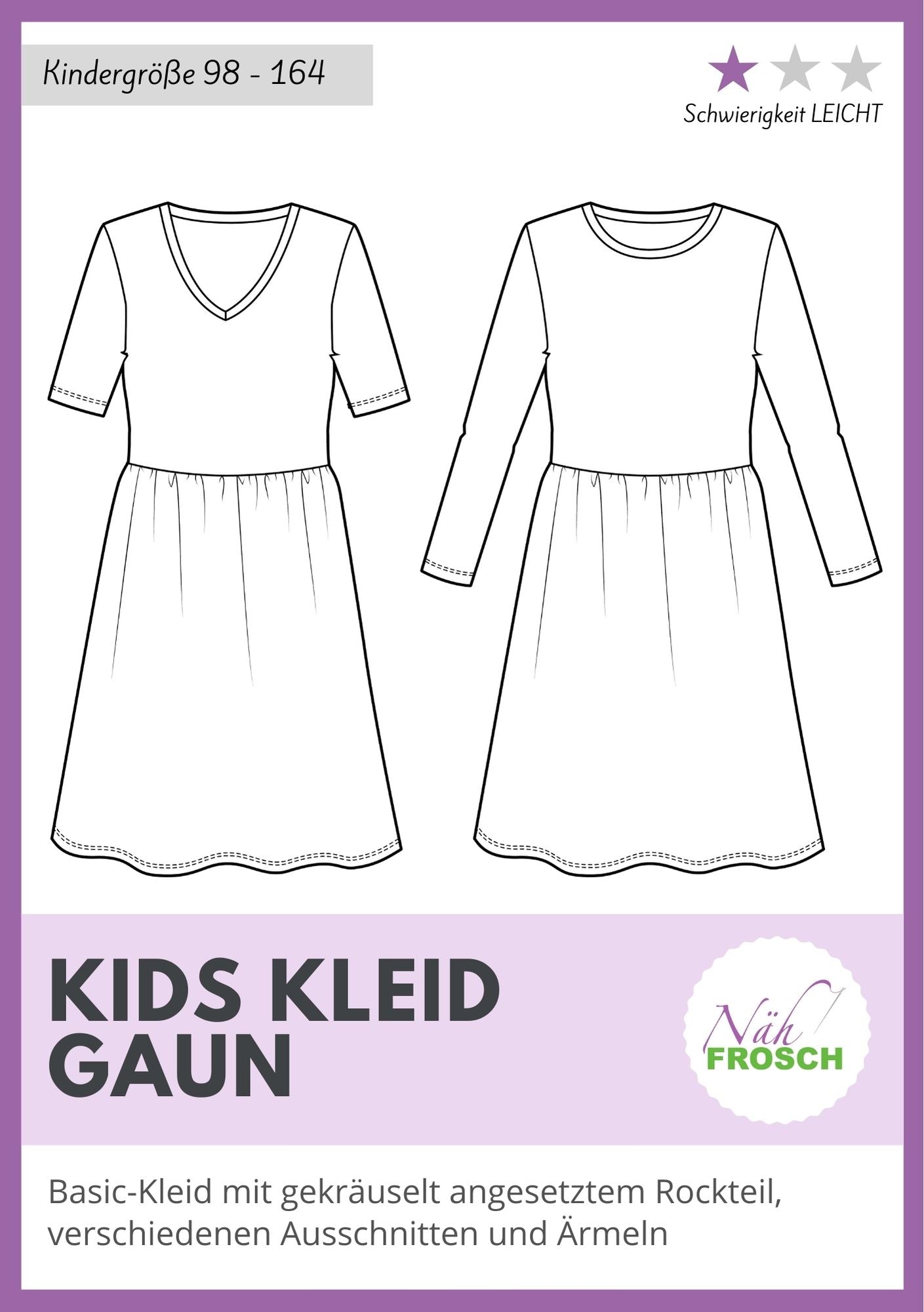 Schnittmuster GAUN Kinder Kleid by Nähfrosch