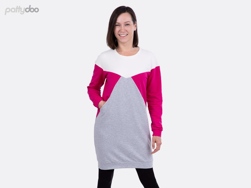 Nähpaket - Hoodie/ Kleid "Zoey" (Gr. 32-54) Schnittmuster mit passendem Stoff für Damen